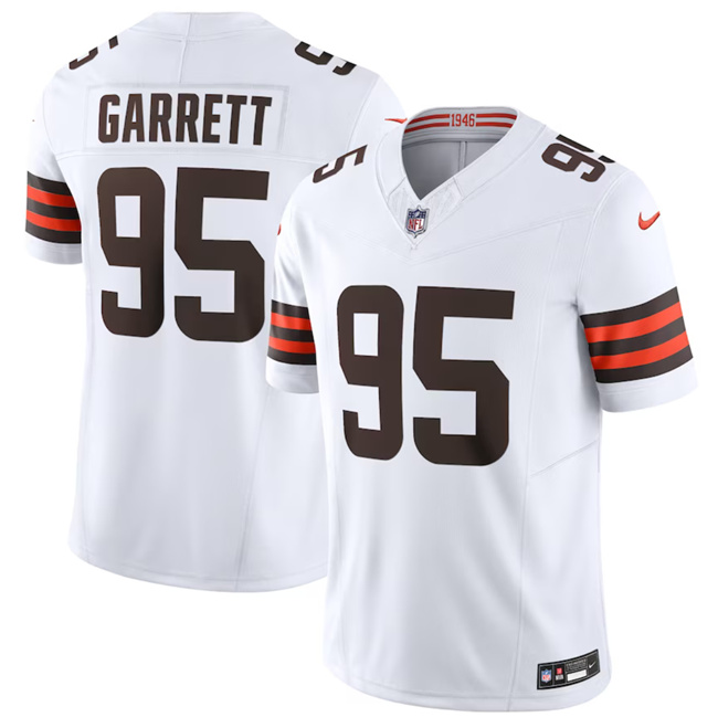 Men's Cleveland Browns #95 Myles Garrett White 2023 F.U.S.E. Vapor Untouchable Limited Football Stitched Jersey